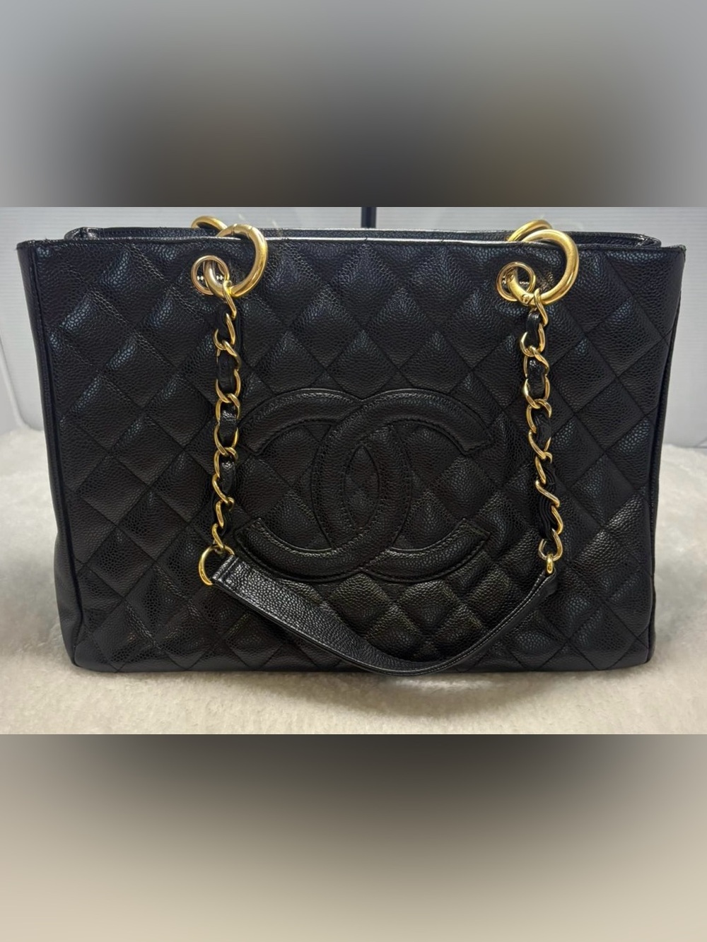 CHANEL GST Black Caviar Leather Gold Hardware